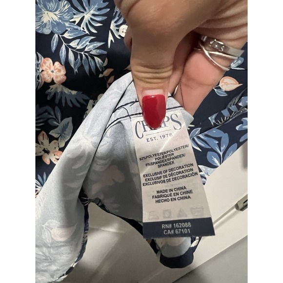 Chaps Everyday Performance Woven Shirt Men's Size S Blue Floral Stretch UPF 50 - Picture 5 of 7